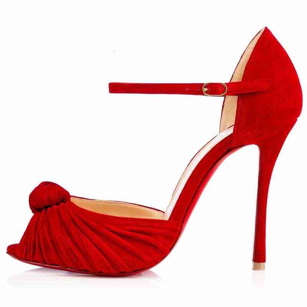 sophisticated summer luxury brand women shoes high heel peep toes evening sandals red bottom marchavekel 100mm, Black
